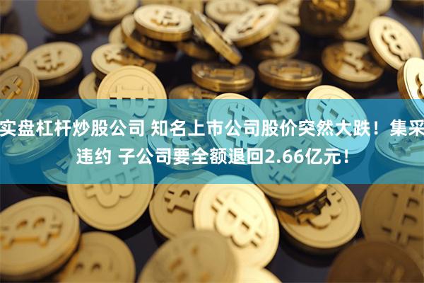实盘杠杆炒股公司 知名上市公司股价突然大跌！集采违约 子公司要全额退回2.66亿元！